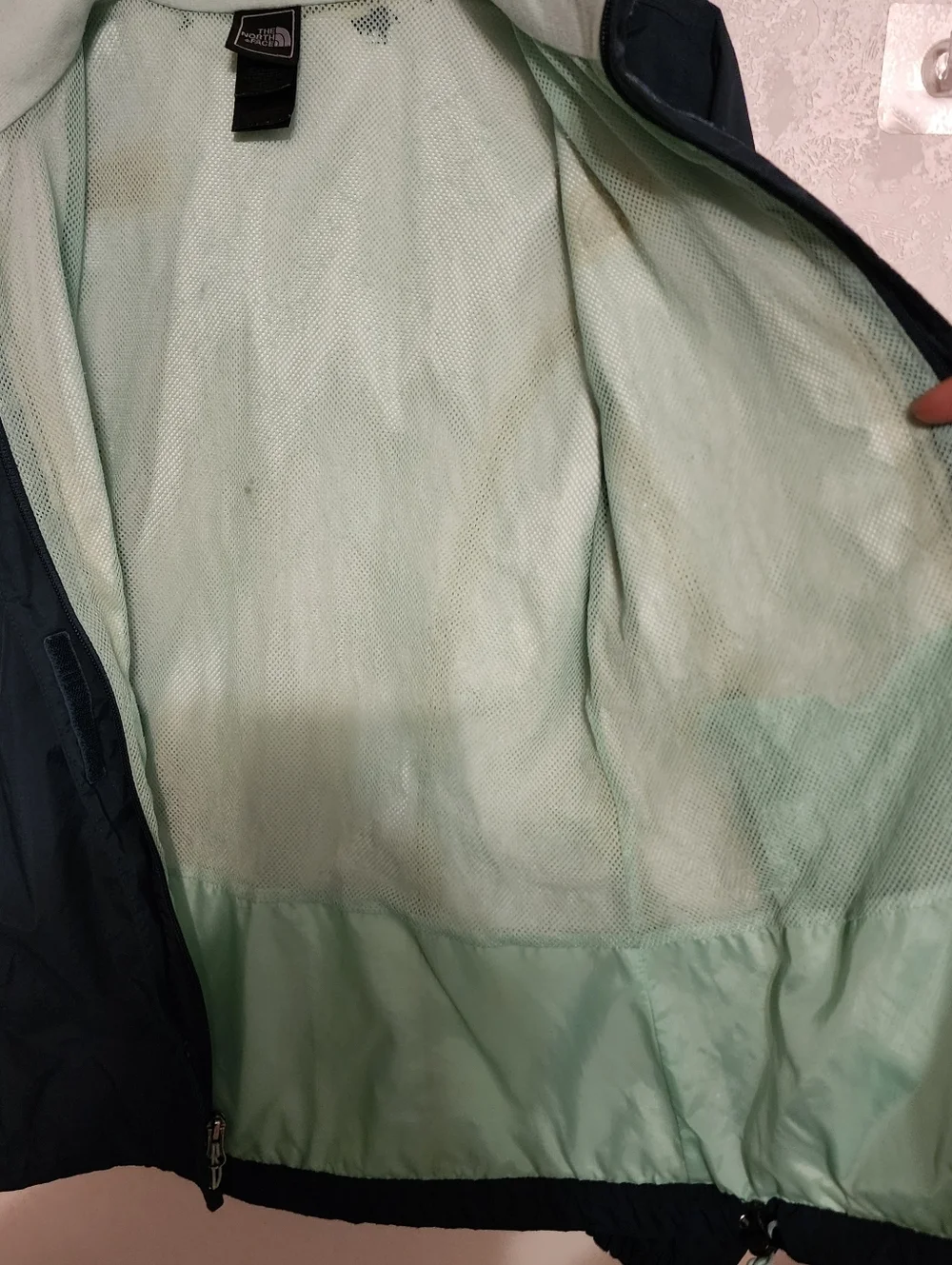 The North Face Hyvent Windbreaker Hooded Jacket Blue Size S Jacket (Flaws)